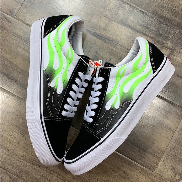 vans old skool flame black true white